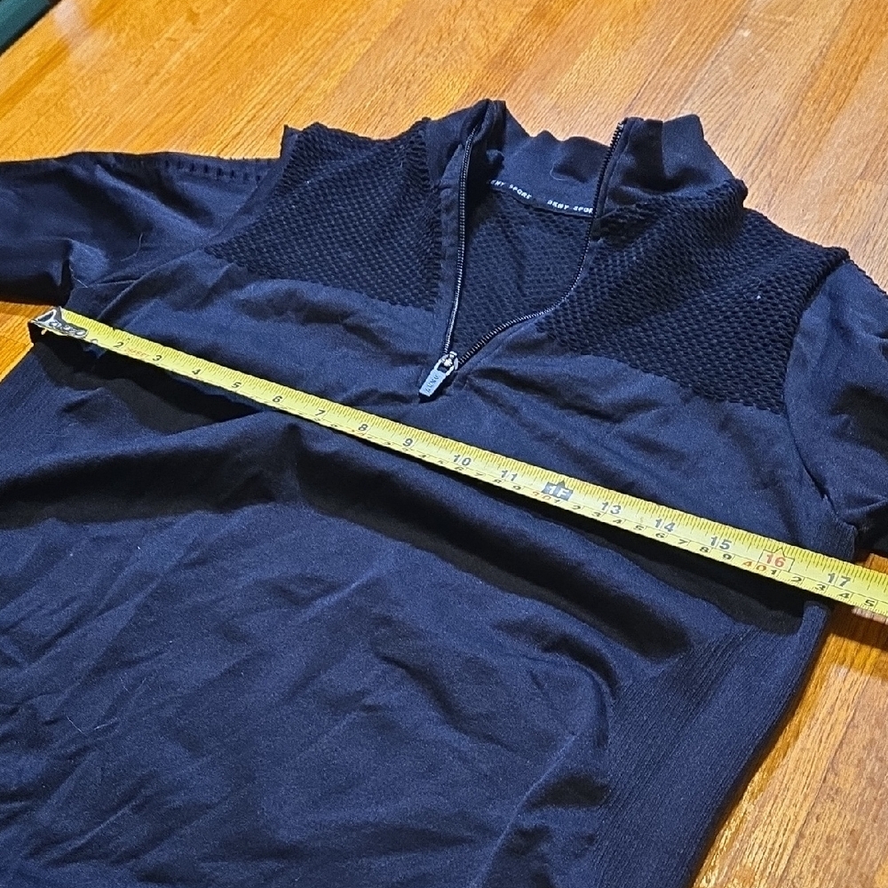 DKNY Women Small Black Thumb Hole Long Sleeve Quarter Zip Compression Pullover - Picture 6 of 10